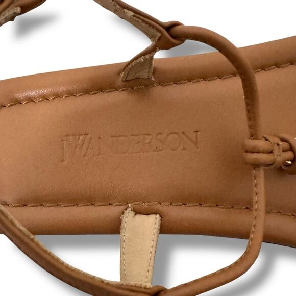 JW Anderson Logo Flat Sandals Pecan Leather Size 37 EU 6.5 US - Picture 5 of 10